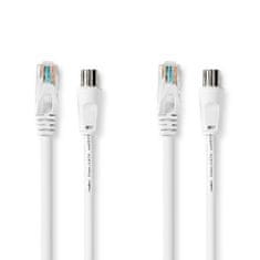 Nedis Coax & Cat6 Combi Cable | IEC (Coax) Male / RJ45 male | IEC (Coax) Female / RJ45 male | Nickel plated | RG58 | 75 Ohm | Double shielded | 1.50 m | Round | PVC | White | Label 