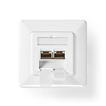 Nedis Network Wall Box | V steno | Vrata z 2 vrati | CAT7 | Naravnost | Ženska | Pozlačeno | PVC | Slonokoščena | Škatla