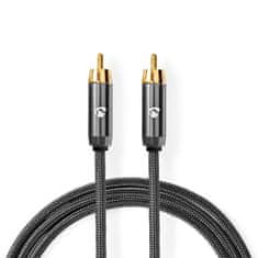 Nedis subwoofer kabel | RCA moški | RCA moški | Pozlačeno | 3,00 m | Okrogla | 4,5 mm | Antracit/siva s kovino | Zaklepanje 