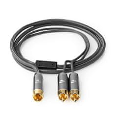 Nedis subwoofer kabel | RCA moški | 2x RCA moški | Pozlačeno | 3,00 m | Okrogla | 4,5 mm | Siva / siva s kovino | Kartonska škatla s pokritim oknom 