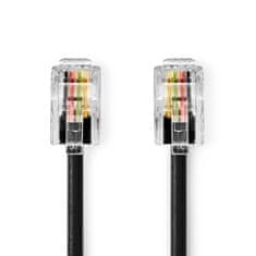 Nedis Telekomunikacijski kabel | RJ10 Moški | RJ10 Moški | 5,00 m | Izvedba kabla: Zvit | Vrsta kabla: RJ10 | Črna 