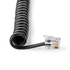 Nedis Telekomunikacijski kabel | RJ10 Moški | RJ10 Moški | 5,00 m | Izvedba kabla: Zvit | Vrsta kabla: RJ10 | Črna 