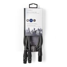 Nedis Balanced Audio Cable | XLR 3-Pin Male | 2x XLR 3-Pin Female | Nickel Plated | 1.50 m | Round | PVC | Dark Grey | Cardboard Sleeve 