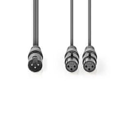 Nedis Uravnotežen zvočni kabel | XLR 3-polni moški | 2x XLR 3-pin ženski | Ponikljano | 1,50 m | Okrogla | PVC | Temno siva | Kartonski ovoj 