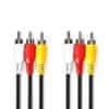 Nedis Kompozitni video kabel | 3x RCA moški | 3x RCA moški | Ponikljano | 480p | 3,00 m | Okrogla | PVC | Črna | Plastična vrečka 