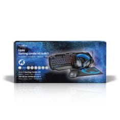 Nedis Gaming Combo Kit | 4-v-1 | Tipkovnica, slušalke, miška in podloga za miško | Modra/črna | QWERTY | Postavitev IT 