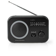 Nedis FM-radio | Portabel design | AM / FM | Batteridriven / Strömadapter | Analog | 1.8 W | Svart Vit Skärm | Bluetooth | Hörlursuttag | Bärhandtag | Grå / Svart 