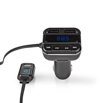 Nedis Avtomobilski FM oddajnik | Popravljen | Brezžični klici | 0,8" | LED zaslon | Bluetooth | 5,0 V DC / 1,0 A / 5,0 V DC / 2,4 A | Google Assistant / Siri | Siva / Črna