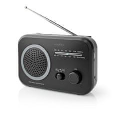 Nedis FM radio | Prenosna zasnova | AM / FM | Deluje na baterije/napajalnik | Analogni | 1,8 W| Črno bel zaslon | Bluetooth | Priključek za slušalke | Ročaj za prenašanje | Siva/črna 