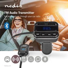 Nedis Avtomobilski FM oddajnik | Popravljen | Brezžični klici | 0,8" | LED zaslon | Bluetooth | 5,0 V DC / 1,0 A / 5,0 V DC / 2,4 A | Google Assistant / Siri | Siva / Črna 