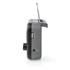 Nedis FM-radio | Portabel design | AM / FM | Batteridriven / Strömadapter | Analog | 1.8 W | Svart Vit Skärm | Bluetooth | Hörlursuttag | Bärhandtag | Grå / Svart 