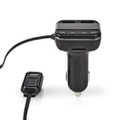 Nedis Avtomobilski FM oddajnik | Popravljen | Brezžični klici | 0,8" | LED zaslon | Bluetooth | 5,0 V DC / 1,0 A / 5,0 V DC / 2,4 A | Google Assistant / Siri | Siva / Črna 