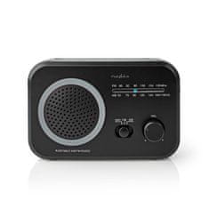 Nedis FM radio | Prenosna zasnova | AM / FM | Deluje na baterije/napajalnik | Analogni | 1,8 W| Črno bel zaslon | Bluetooth | Priključek za slušalke | Ročaj za prenašanje | Siva/črna 