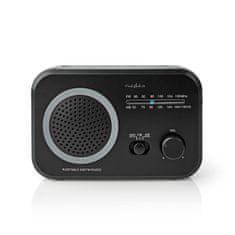 Nedis FM-radio | Portabel design | AM / FM | Batteridriven / Strömadapter | Analog | 1.8 W | Svart Vit Skärm | Bluetooth | Hörlursuttag | Bärhandtag | Grå / Svart 