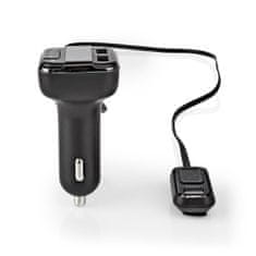 Nedis Avtomobilski FM oddajnik | Popravljen | Brezžični klici | 0,8" | LED zaslon | Bluetooth | 5,0 V DC / 1,0 A / 5,0 V DC / 2,4 A | Google Assistant / Siri | Siva / Črna 