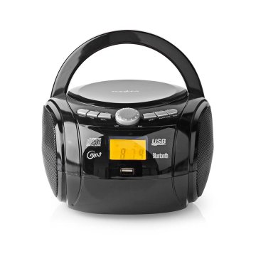 Nedis CD predvajalnik Boombox | Deluje na baterije/napajalnik | Stereo | 9 W| Bluetooth | FM | USB predvajanje | Ročaj za prenašanje | Črna