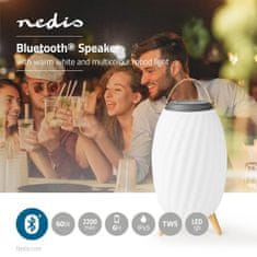 Nedis Bluetooth zvočnik z razpoloženjsko osvetlitvijo | 6 ur | Ambientalna zasnova | 60 W | Mono | RGB / topla bela | IPX5 | Sinhronizirati | Siva/bela 