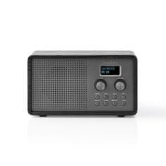 Nedis DAB+ radio | Oblikovanje mize | DAB+ / FM | 1,3" | Črno bel zaslon | Napajanje iz baterije / USB napajanje | Digitalno | 4,5 W | Bluetooth | Budilka | Časovnik za izklop | Črna 