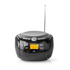 Nedis CD-spelare Boombox | Batteridriven / Strömadapter | Stereo | 9 W | Bluetooth | FM | USB-uppspelning | Bärhandtag | Svart 