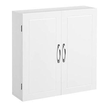 shumee Stenska omarica, viseča kopalniška omarica, omarica za zdravila z nastavljivimi policami, dvojna vrata, 60 x 18 x 60 cm, skandinavski nordijski stil, mat bela BBC320W01