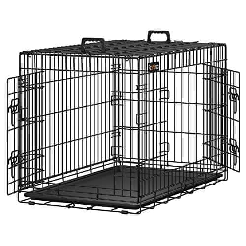 shumee Kletka za pse FEANDREA, zložljiva, dolžina 92,5 cm, 2 vrata, L, črna PPD36H