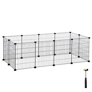 shumee Ograda za morske prašičke, kletka Hutch Run Cage, velika ograja za vadbo, modularna kovinska ograja za hrčke, hišne ljubljenčke, majhne živali, črna LPI01H