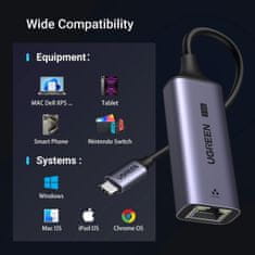 Ugreen CM648 omrežni adapter USB-C / RJ45 2.5G, siva