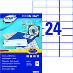 Avery Zweckform bele samolepilne papirne etikete europe100 ELA011, 70 x 37 mm, A4, 2400 etiket/zavitek