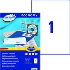 Avery Zweckform bele samolepilne papirne etikete europe100 ELA027, 210 x 297 mm, A4, 100 etiket/zavitek