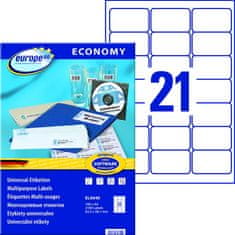Avery Zweckform bele samolepilne papirne etikete europe100 ELA040, 63.5 x 38.1 mm, A4, 2100 etiket/zavitek