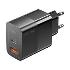 slomart Polnilec USB-C+USB-A 33W Essager GaN (črn)