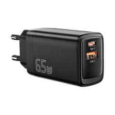 slomart Polnilec USB-C+USB-A 65W Essager GaN (črn)