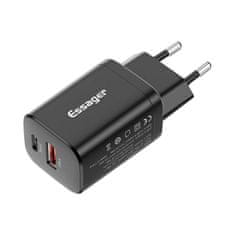 slomart Polnilec USB-C+USB-A 30W Essager PD+QC (črn)