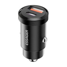 slomart USB-A+USB-C 30W avtomobilski polnilec Essager (črn)