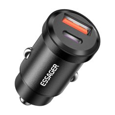 slomart USB-A+USB-C 30W avtomobilski polnilec Essager (črn)