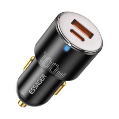 slomart USB-A+USB-C 100W Essager avtomobilski polnilec (črn)