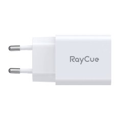 slomart RayCue USB-C + USB-A PD 20W EU omrežni polnilnik (bela)
