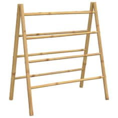 shumee Dvojna lestev za brisače s 4 prečkami 90x50x100 cm bambus