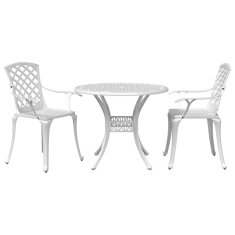 Vidaxl vidaXL 3-delni bistro set iz belega litega aluminija