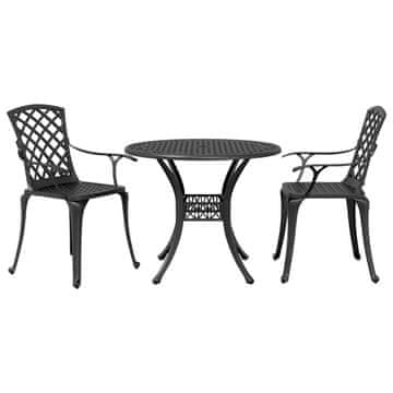 Vidaxl Bistro garnitura 3-delna črna liti aluminij