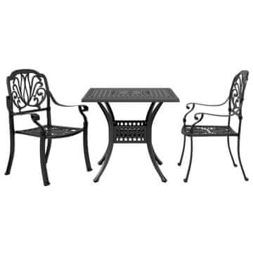 Vidaxl Bistro garnitura 3-delna črna liti aluminij