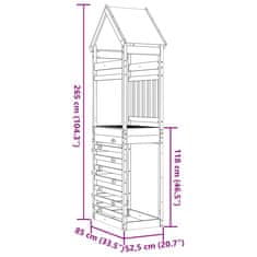 Vidaxl Igralni stolp s plezalno steno 85x52,5x265 cm les douglas