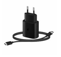 Samsung Hišni hitri polnilec Samsung EP-T1510 15W USB-C + kabel USB-C v USB-C črn