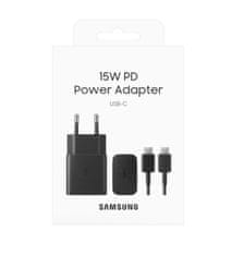 Samsung Hišni hitri polnilec Samsung EP-T1510 15W USB-C + kabel USB-C v USB-C črn