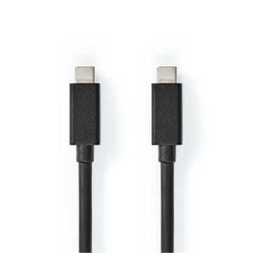 Nedis USB kabel | USB 3.2 Gen 2x2 | USB-C moški | USB-C moški | 100 W | 4K@60Hz | 20 Gbps | Ponikljano | 1,00 m | Okrogla | PVC | Črna | Oznaka