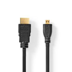 Nedis High Speed HDMI kabel z ethernetom | Priključek HDMI | HDMI mikro priključek | 4K@30Hz | 10,2 Gbps | 1,50 m | Okrogla | PVC | Črna | Oznaka 