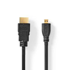 Nedis High Speed HDMI kabel z ethernetom | Priključek HDMI | HDMI mikro priključek | 4K@30Hz | 10,2 Gbps | 1,50 m | Okrogla | PVC | Črna | Oznaka 