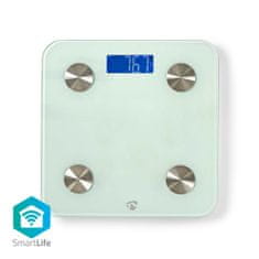 Nedis SmartLife Hälso Vågar | Wi-Fi | Ben / BMR / Fett / Muskler / Vatten / Vikt | 8 | Max last: 180 kg | Android / IOS | Glas | Vit 