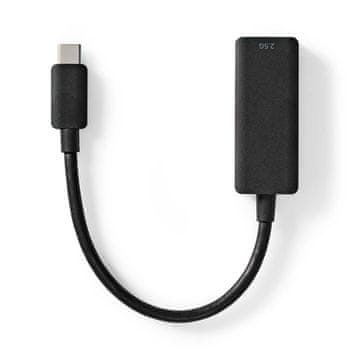 Nedis Omrežni adapter USB | USB 3.2 Gen 1 | 2,5 Gbps | USB-C moški | RJ45 ženski | 0,2 m | Okrogla | Pozlačeno | Pokositreni baker | Črna | ovojnica