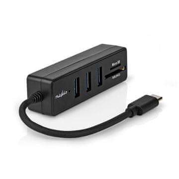 Nedis USB zvezdišče | 1x USB-C | 3x USB A hona | Vrata s 5 vrati | USB 3.2 Gen 1 | USB priključek | 5 Gbps | SD & MicroSD